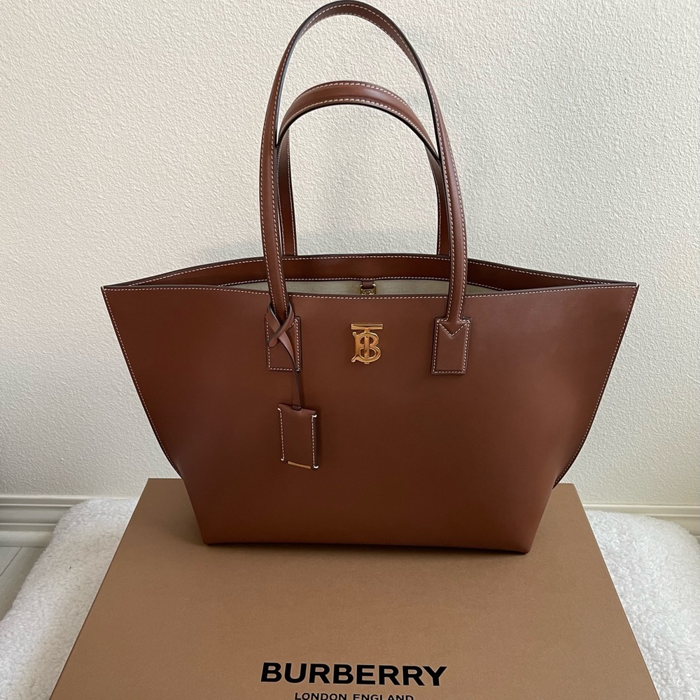 Burberry Medium Leather TB Monogram Tote Bag